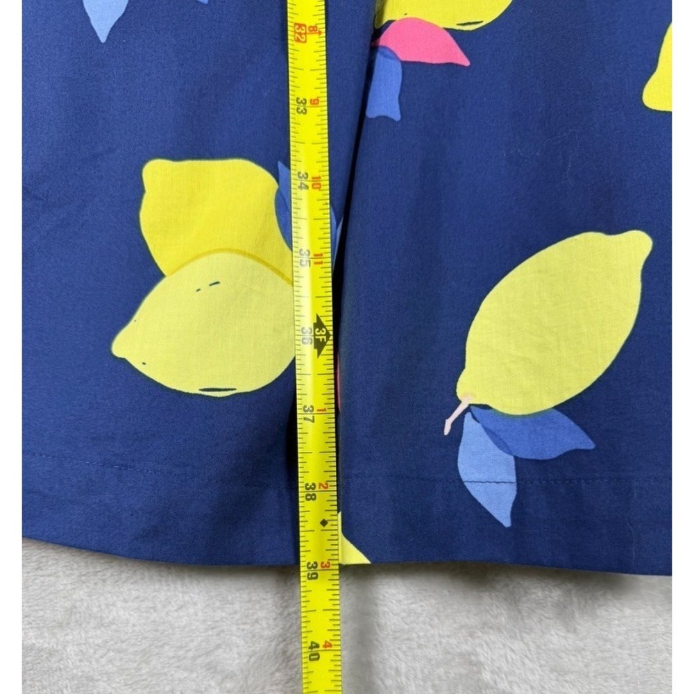 Kate Spade Lemon Zest Blaire Dress Size 8 Navy Lemon Print Smocked Twee Cotton - Picture 4 of 11